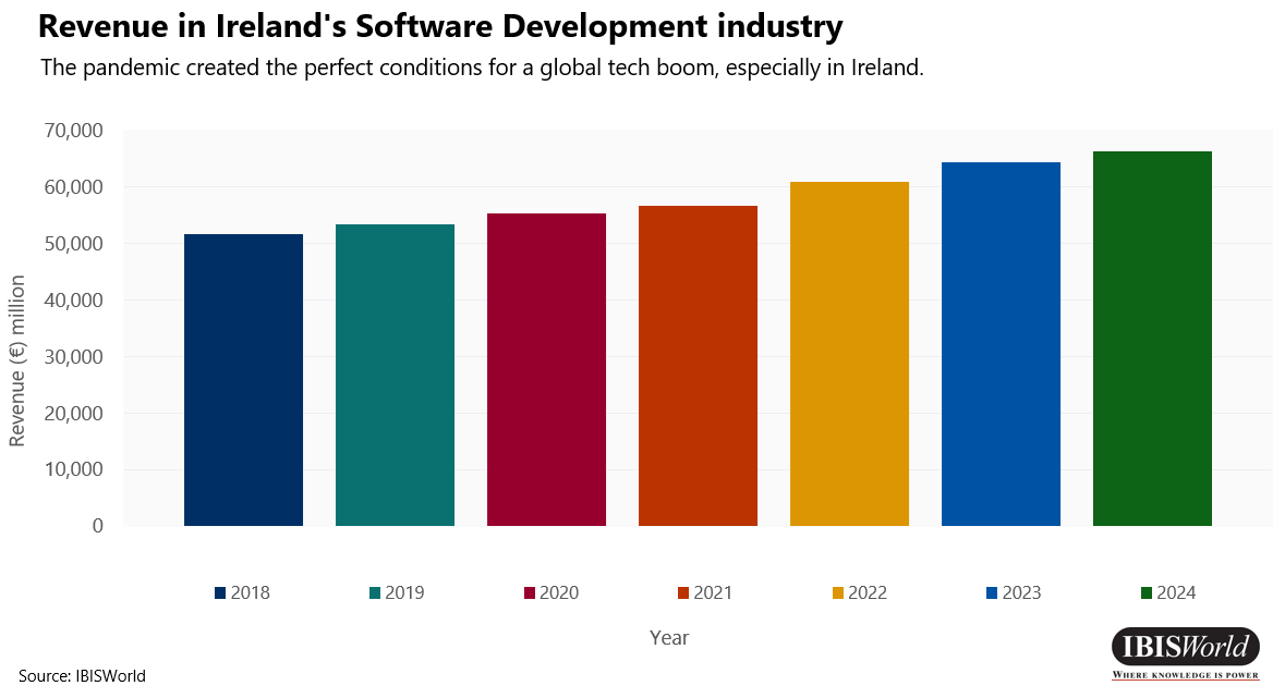 How Has Post Pandemic Ireland Become The Fastest Growing Economy In The EU   Chart 3 Software Development In Ireland Revenue 2018 To 2024 