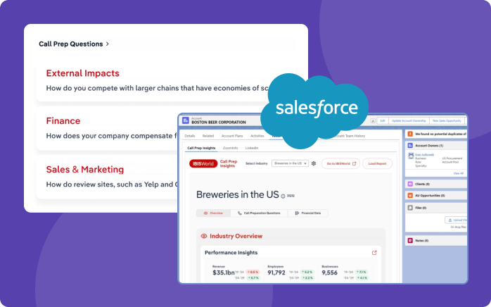 IBISWorld's call prep questions in salesforce