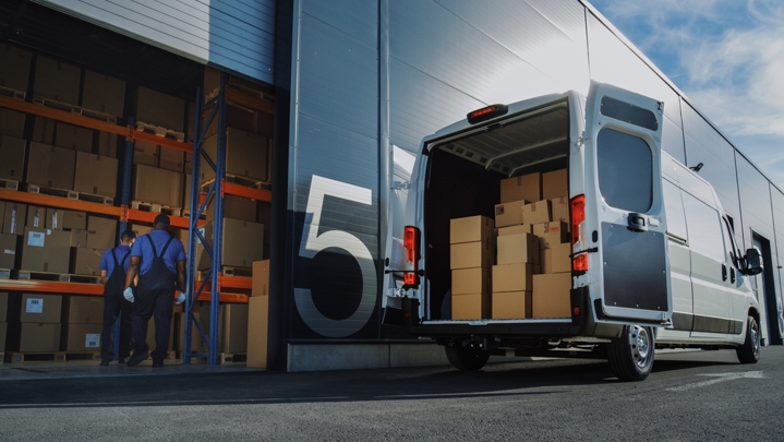 Loading up a delivery van