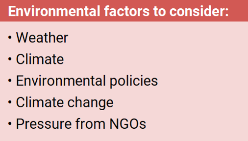 Environmental factors to consider